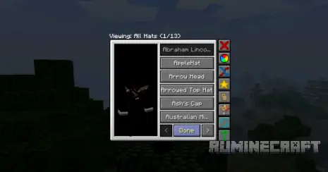 Процесс применения выбранной шляпы из мода Hats