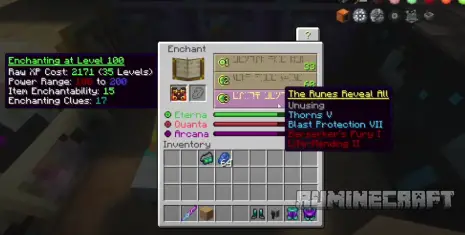 Процесс зачарования брони из мода Apothic Enchanting