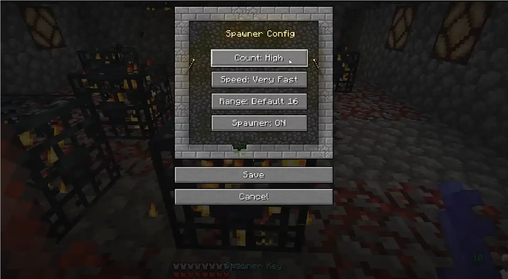 Меню блока из мода Harder Spawners