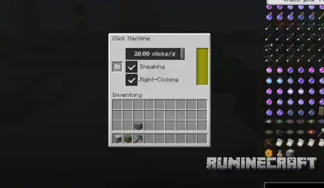 Меню настройки блока из мода Click Machine